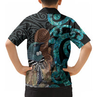New Zealand Tui Bird Wahaika Hawaiian Shirt Maori Weapon Paua Shell Koru Pattern LT22 - Polynesian Pride