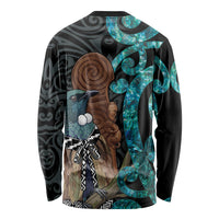 New Zealand Tui Bird Wahaika Long Sleeve Shirt Maori Weapon Paua Shell Koru Pattern