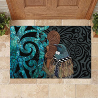 New Zealand Tui Bird Wahaika Rubber Doormat Maori Weapon Paua Shell Koru Pattern