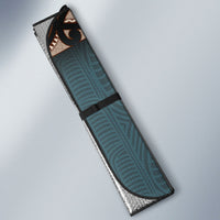 New Zealand Tui Bird Maripi Auto Sun Shade Maori Weapon Kowhaiwhai Pattern