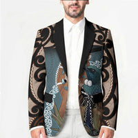 New Zealand Tui Bird Maripi Blazer Maori Weapon Kowhaiwhai Pattern