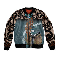 New Zealand Tui Bird Maripi Bomber Jacket Maori Weapon Kowhaiwhai Pattern