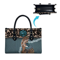 New Zealand Tui Bird Maripi Leather Bag Maori Weapon Kowhaiwhai Pattern
