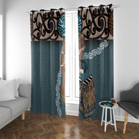 New Zealand Tui Bird Maripi Window Curtain Maori Weapon Kowhaiwhai Pattern