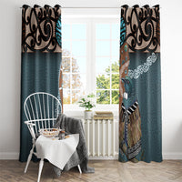 New Zealand Tui Bird Maripi Window Curtain Maori Weapon Kowhaiwhai Pattern