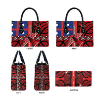 Aotearoa Iwi Ngapuhi Leather Bag Tuhoronuku Kite United Tribes Flag Maori Pattern LT22 - Polynesian Pride