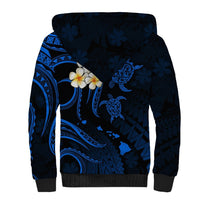 Personalised Niihau Hawaii Sherpa Hoodie Polynesian Tattoo and Pacific Plumeria Blue Vibe LT9 - Polynesian Pride