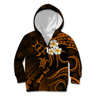 Personalised Niihau Hawaii Kid Hoodie Polynesian Tattoo and Pacific Plumeria Gold Vibe LT9 Zip Hoodie Gold - Polynesian Pride