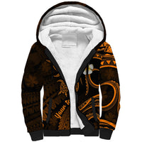 Personalised Niihau Hawaii Sherpa Hoodie Polynesian Tattoo and Pacific Plumeria Gold Vibe LT9 Unisex Gold - Polynesian Pride