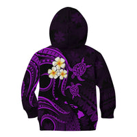 Personalised Niihau Hawaii Kid Hoodie Polynesian Tattoo and Pacific Plumeria Purple Vibe LT9 - Polynesian Pride