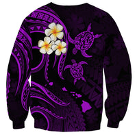 Personalised Niihau Hawaii Sweatshirt Polynesian Tattoo and Pacific Plumeria Purple Vibe LT9 - Polynesian Pride