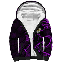 Personalised Kauai Hawaii Sherpa Hoodie Polynesian Tattoo and Pacific Plumeria Purple Vibe LT9 Unisex Purple - Polynesian Pride