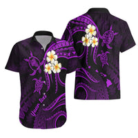 Personalised Oahu Hawaii Hawaiian Shirt Polynesian Tattoo and Pacific Plumeria Purple Vibe LT9 - Polynesian Pride