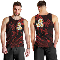 Personalised Oahu Hawaii Men Tank Top Polynesian Tattoo and Pacific Plumeria Red Vibe LT9 - Polynesian Pride