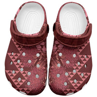 Maroon Aloha Hawaii Clogs Shoes Hawaiian Kakau Ohia Lehua Lei - Polynesian Pride