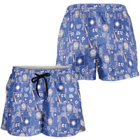 Marshall Islands Merry Christmas Shorts for Women Pacific Patchwork Xmas Vibes - Polynesian Pride