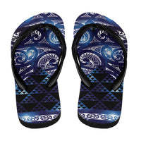 Matariki New Zealand Flip Flops NZ Niho Taniwha Maori New Year Blue Galaxy LT14 - Polynesian Pride