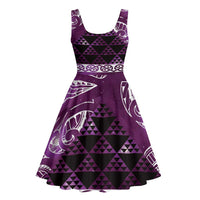 Matariki New Zealand Midi Dress NZ Niho Taniwha Maori New Year Purple Galaxy