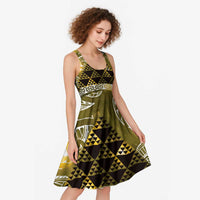 Matariki New Zealand Midi Dress NZ Niho Taniwha Maori New Year Yellow Galaxy