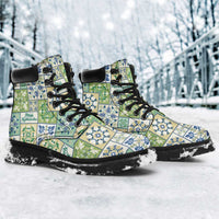 Mele Kalikimaka Hawaii Christmas All Season Boots Omaomao Seamless Floral Motif - Polynesian Pride