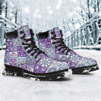 Mele Kalikimaka Hawaii Christmas All Season Boots Poni Seamless Floral Motif - Polynesian Pride