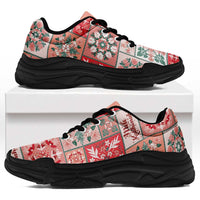 Mele Kalikimaka Hawaii Christmas Chunky Sneakers Ulaula Seamless Floral Motif LT9 Red - Polynesian Pride
