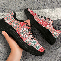 Mele Kalikimaka Hawaii Christmas Chunky Sneakers Ulaula Seamless Floral Motif LT9 - Polynesian Pride