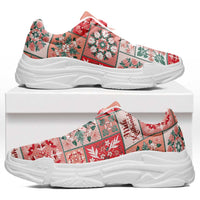 Mele Kalikimaka Hawaii Christmas Chunky Sneakers Ulaula Seamless Floral Motif LT9 Red - Polynesian Pride