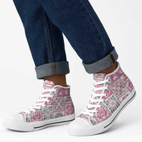 Mele Kalikimaka Hawaii Christmas High Top Shoes Akala Seamless Floral Motif - Polynesian Pride