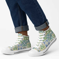 Mele Kalikimaka Hawaii Christmas High Top Shoes Omaomao Seamless Floral Motif - Polynesian Pride