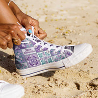 Mele Kalikimaka Hawaii Christmas High Top Shoes Poni Seamless Floral Motif - Polynesian Pride