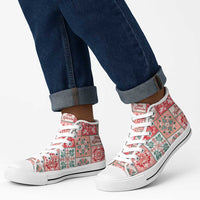 Mele Kalikimaka Hawaii Christmas High Top Shoes Ulaula Seamless Floral Motif - Polynesian Pride