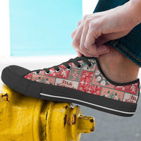 Mele Kalikimaka Hawaii Christmas Low Top Shoes Ulaula Seamless Floral Motif - Polynesian Pride