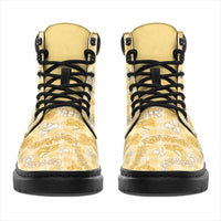 Melemele Aloha Hawaii All Season Boots Plumeria Lei With Palaka Motif LT14 - Polynesian Pride