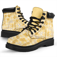 Melemele Aloha Hawaii All Season Boots Plumeria Lei With Palaka Motif LT14 - Polynesian Pride