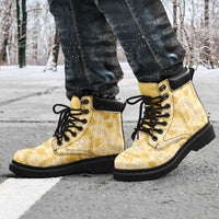 Melemele Aloha Hawaii All Season Boots Plumeria Lei With Palaka Motif LT14 - Polynesian Pride