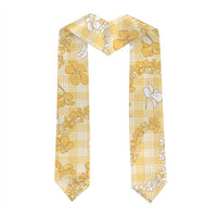 Melemele Aloha Hawaii Graduation Stole Plumeria Lei With Palaka Motif - Polynesian Pride