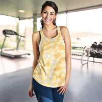 Melemele Aloha Hawaii Women Racerback Tank Plumeria Lei With Palaka Motif - Polynesian Pride