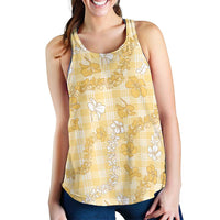 Melemele Aloha Hawaii Women Racerback Tank Plumeria Lei With Palaka Motif - Polynesian Pride