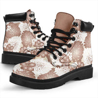 Mocha Mousse Aloha Hawaii All Season Boots Monstera Hibiscus Plumeria Seamless Vibes LT14 - Polynesian Pride
