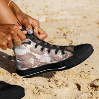 Mocha Mousse Aloha Hawaii High Top Shoes Monstera Hibiscus Plumeria Seamless Vibes - Polynesian Pride