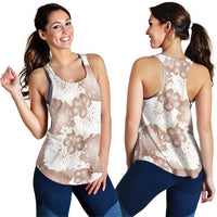 Mocha Mousse Aloha Hawaii Women Racerback Tank Monstera Hibiscus Plumeria Seamless Vibes - Polynesian Pride