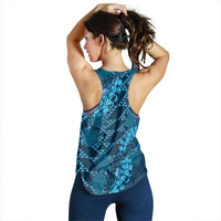 Naval Night Aloha Hawaii Women Racerback Tank Hawaiian Kakau Ohia Lehua Lei - Polynesian Pride