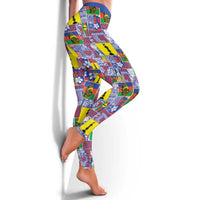 New Caledonia Joyeux Noel Leggings Pacific Patchwork Xmas Vibes - Polynesian Pride
