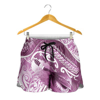 New Zealand Aotearoa Darts Masters Shorts for Women Maori Art Tattoo with Tribal Dart Symbol Pink LT03 - Polynesian Pride