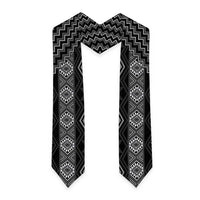 New Zealand Aotearoa Graduation Stole Black Poutama With Taniko Pattern