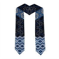 New Zealand Aotearoa Graduation Stole Blue Taniko Art Maori Pattern