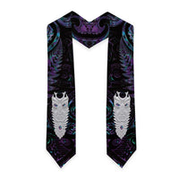 New Zealand Aotearoa Graduation Stole Maori Tane Te Waiora Paua Shell Glitter Purple