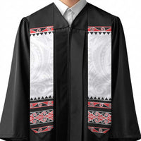 New Zealand Aotearoa Graduation Stole With Kowhaiwhai Pattern Red Version
