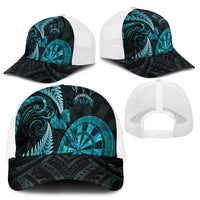 New Zealand Darts Mesh Trucker Cap Happiness Is A Tight Threesome Maori Paua Shell - Polynesian Pride